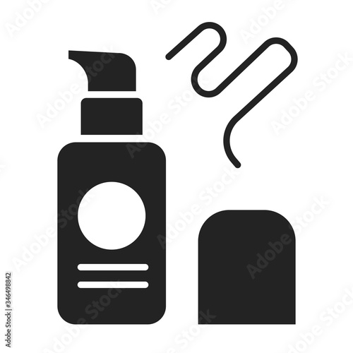 Foundation black glyph icon. Decorative cosmetics sign. Beauty industry. Professional facial makeup. Pictogram for web page, mobile app, promo. UI UX GUI design element.