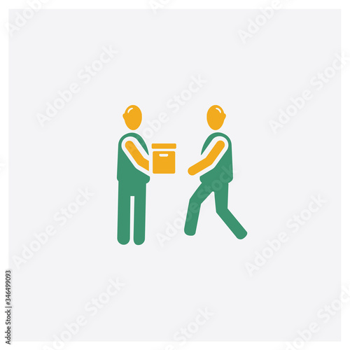 Give Over concept 2 colored icon. Isolated orange and green Give Over vector symbol design. Can be used for web and mobile UI/UX