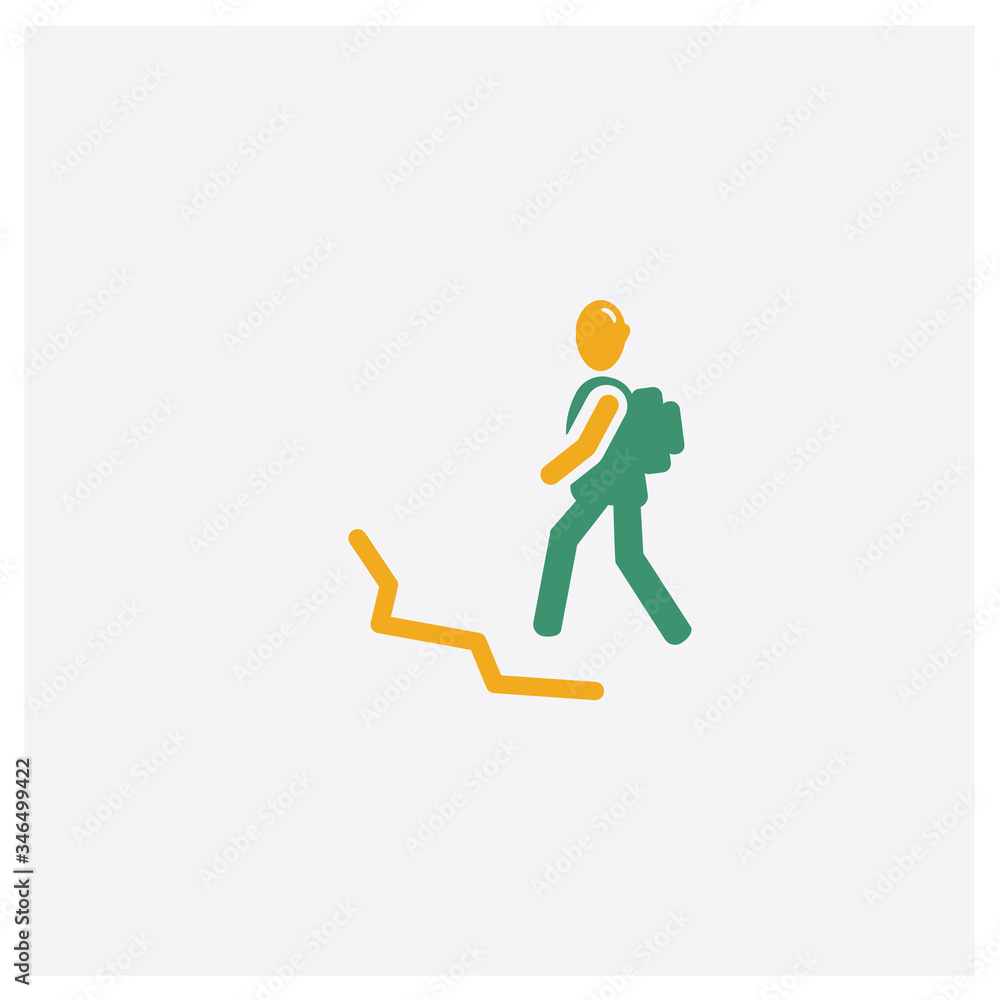 Man in Hike concept 2 colored icon. Isolated orange and green Man in Hike vector symbol design. Can be used for web and mobile UI/UX Man in Hike concept 2 colored icon. Isolated orange and green Man in Hike vector symbol design. Can be used for web and mobile UI/UX