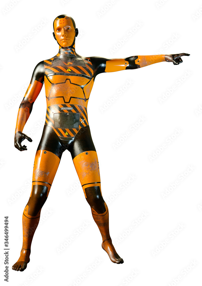 3D Rendering Male Robot on White 3D Rendering Male Robot on White