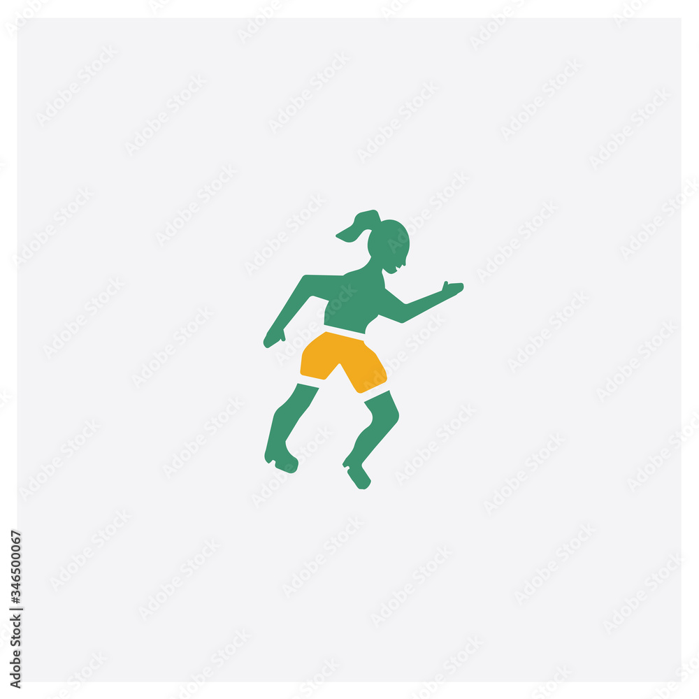 Running concept 2 colored icon. Isolated orange and green Running vector symbol design. Can be used for web and mobile UI/UX