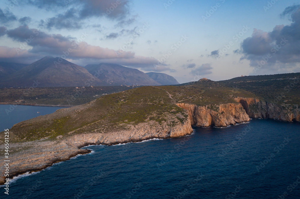 Ag. Kiriaki cliff. Rock mountains near Mezapos , Mani, Laconia, Peloponnese, Greece