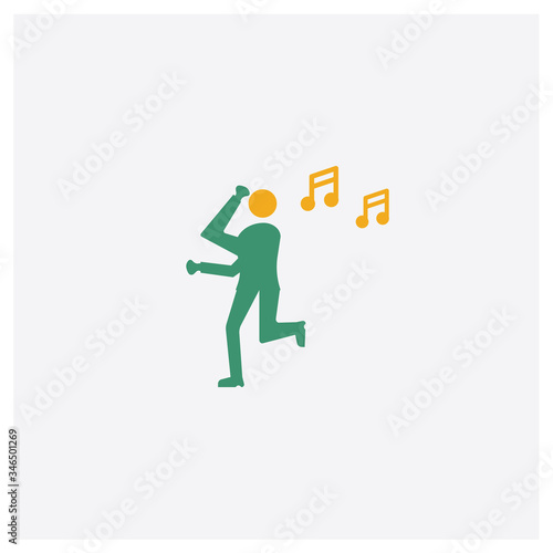 Dancing concept 2 colored icon. Isolated orange and green Dancing vector symbol design. Can be used for web and mobile UI/UX
