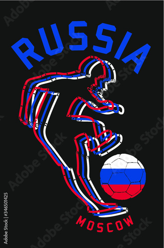 Russia flag soccer Print embroidery graphic design vector art