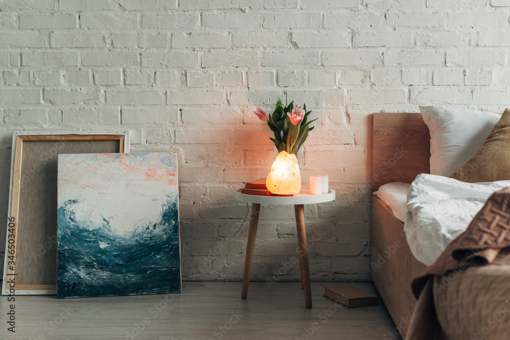 Salt lamp in bedroom hotsell