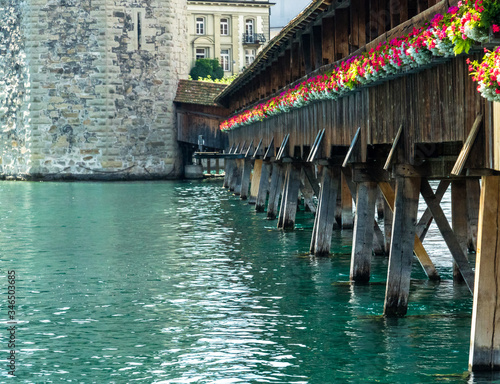 the beautiful bridge of lucerna, switzerland photo