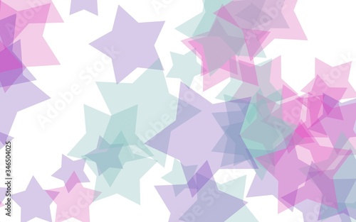 Multicolored translucent stars on a white background. Red tones. 3D illustration