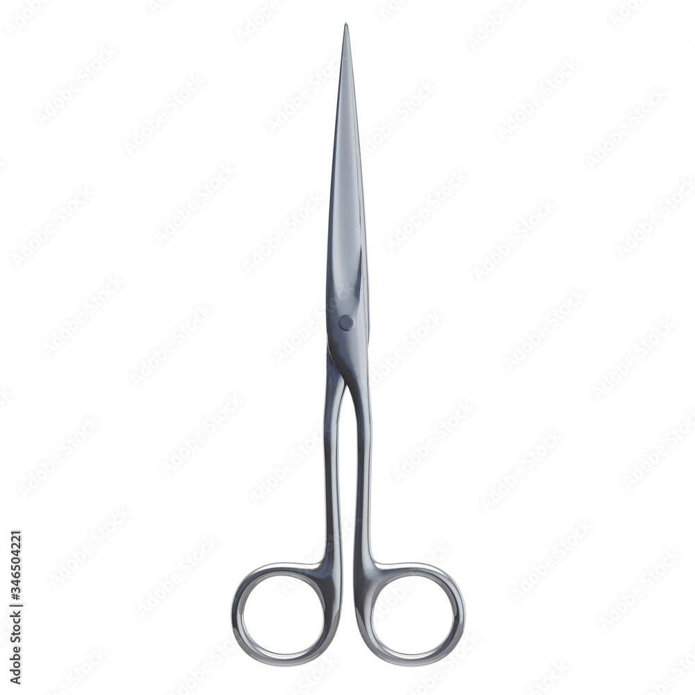 Metal Scissors Symmetrical and Isolated on White - 3D Illustration Metal Scissors Symmetrical and Isolated on White - 3D Illustration