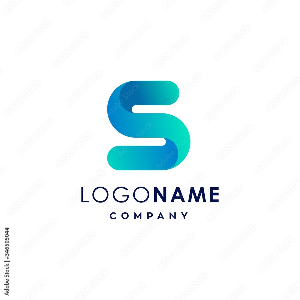 modern S letter logo initial logotype icon vector in elegant simple technology data colorful style 