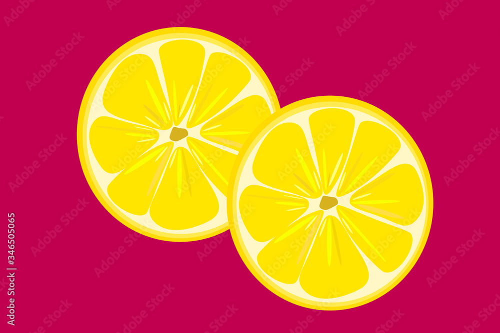 Ilustración de rodajas de limón con fondo colorido Ilustración de rodajas de limón con fondo colorido