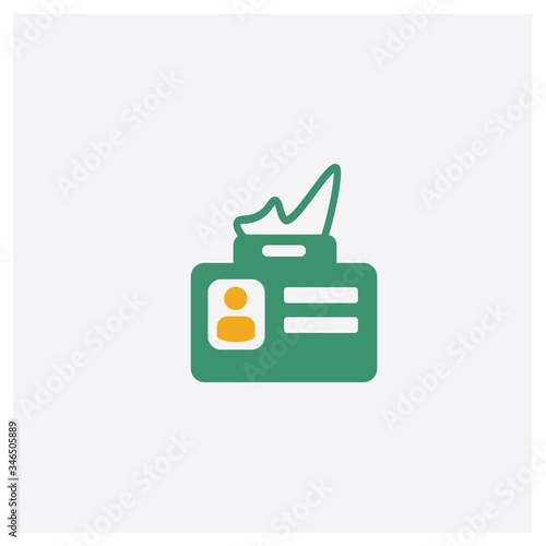 Identification Badge concept 2 colored icon. Isolated orange and green Identification Badge vector symbol design. Can be used for web and mobile UI/UX