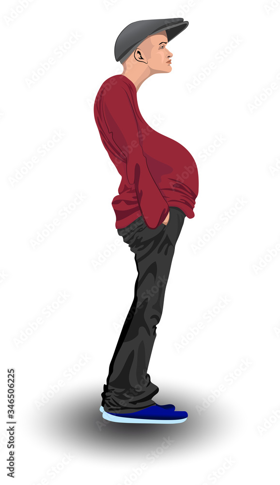 Caricature of a standing man in a cap Caricature of a standing man in a cap