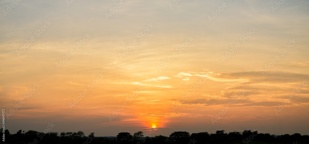 Panorama of beautiful sky sunset background