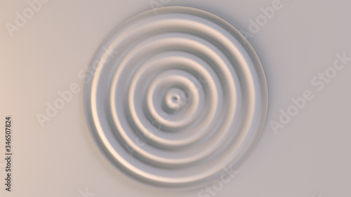 White disk with wavy effect on a white background. Abstract background. 3d render.