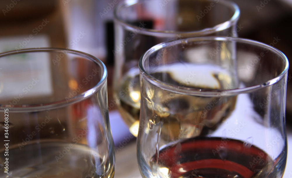 Fototapeta premium Red and white wine types glasses