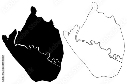 Coxs Bazar City (Peoples Republic of Bangladesh, Dhaka Division) map vector illustration, scribble sketch City of Cox's Bazar map
