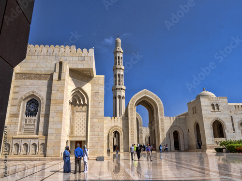 Spacious courtyard, Sultan Qaboos Grand Mosque, Muscat Oman © vladislav333222