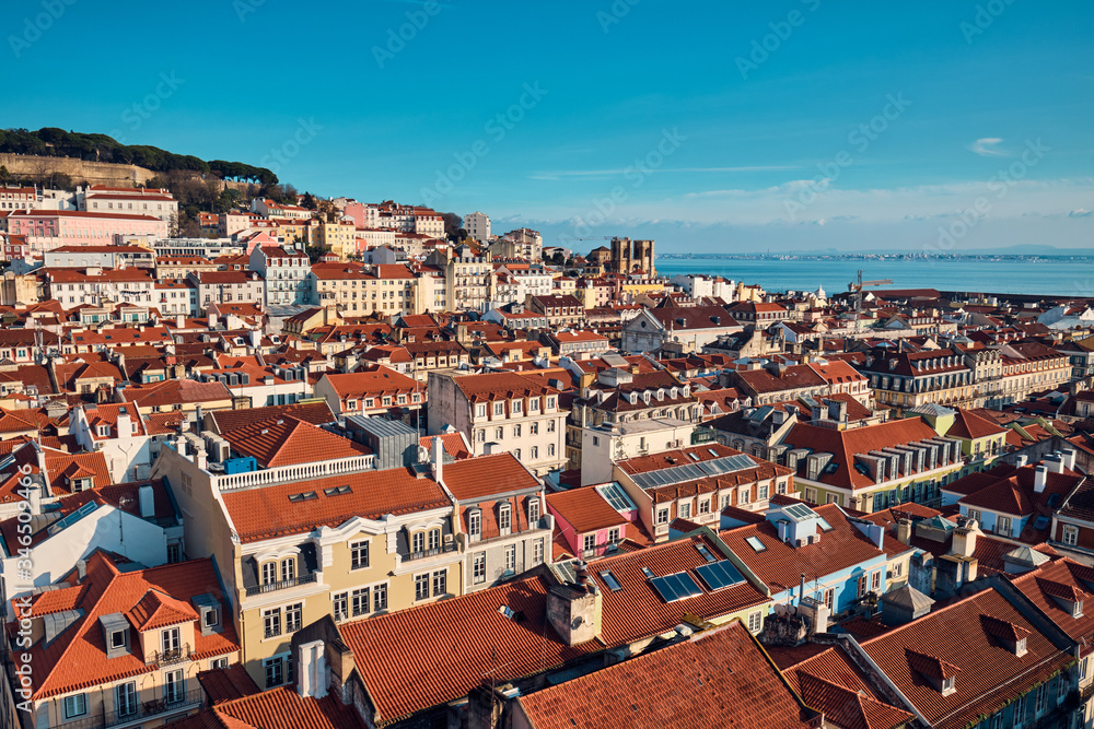 Lisbon. Cityscape. Top view of the city center.
