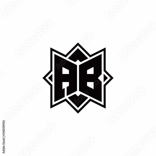 AB monogram logo with square rotate style outline