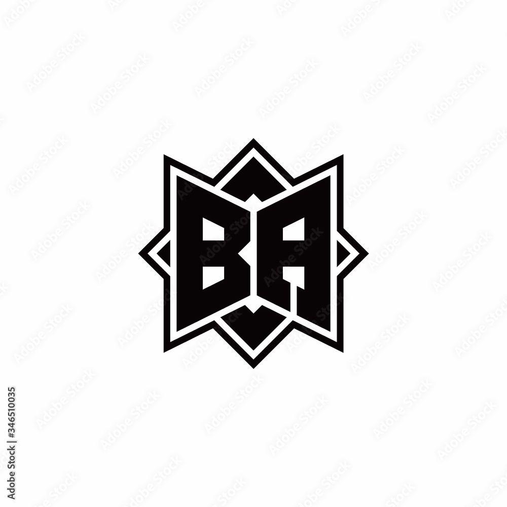 BA monogram logo with square rotate style outline BA monogram logo with square rotate style outline