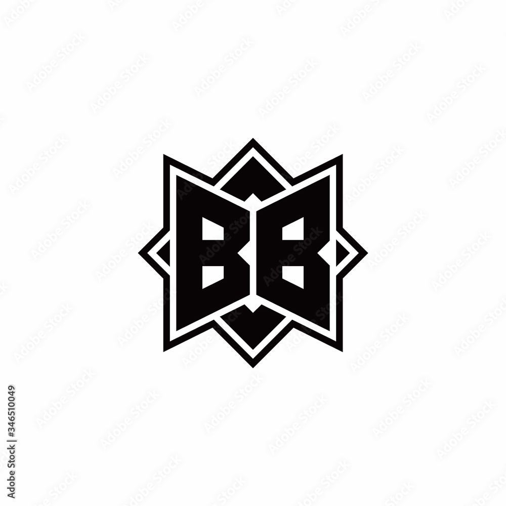BB monogram logo with square rotate style outline