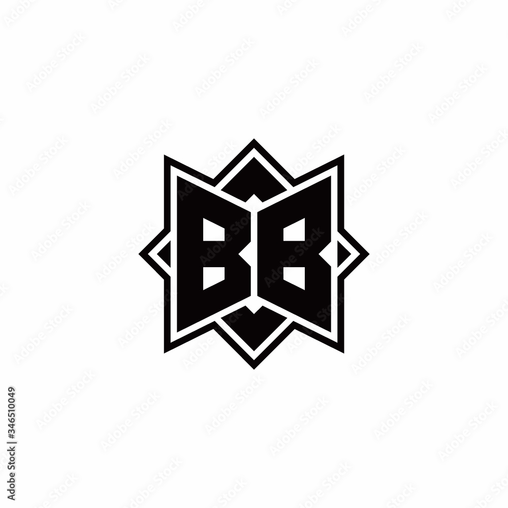BB monogram logo with square rotate style outline BB monogram logo with square rotate style outline