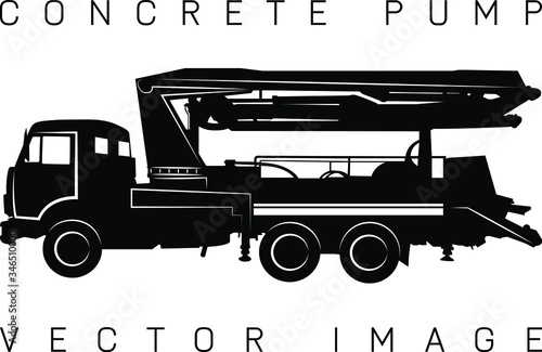 Concrete pump, stylized image, contour of the machine