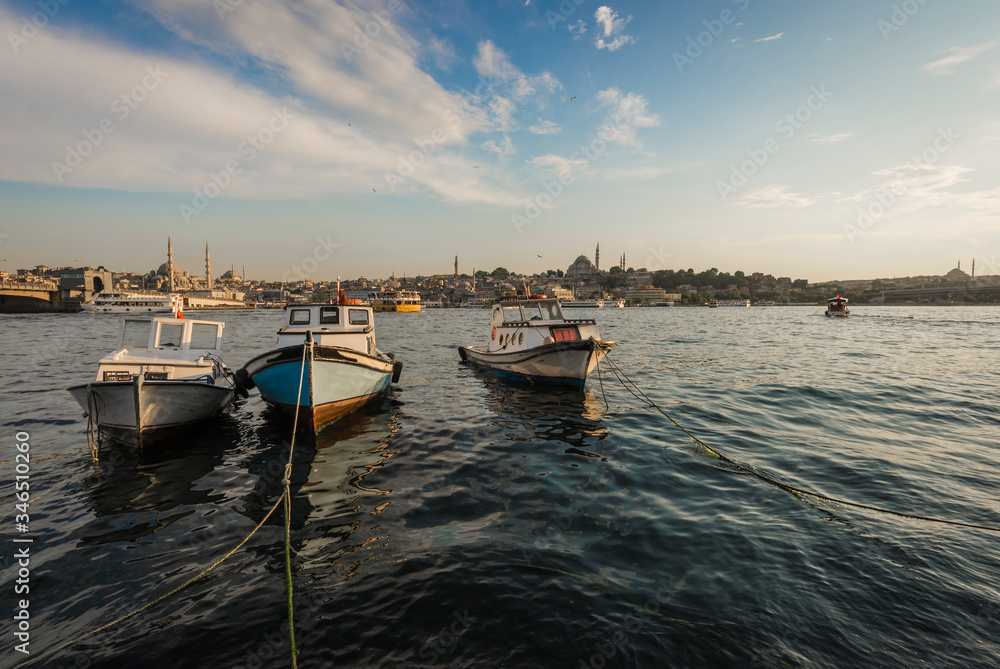 boats in the harbor of istanbul