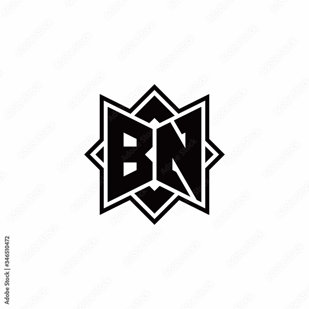 BN monogram logo with square rotate style outline BN monogram logo with square rotate style outline