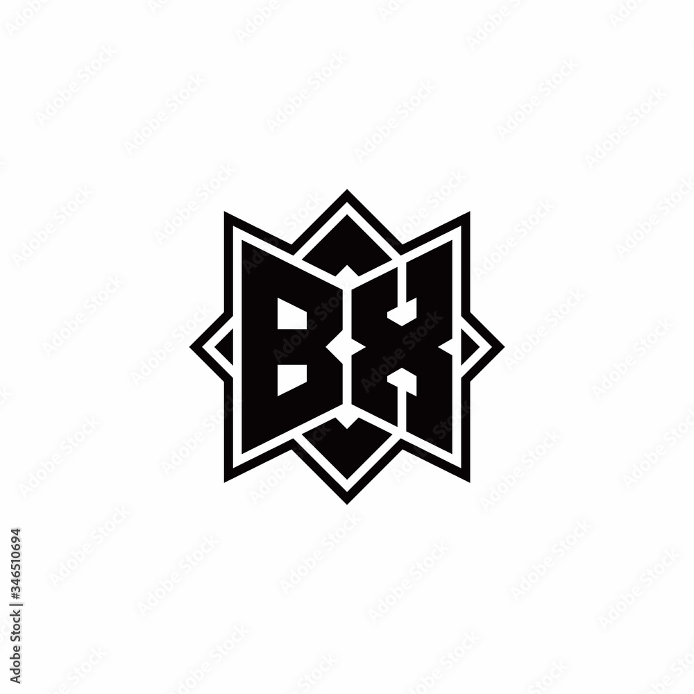 BX monogram logo with square rotate style outline BX monogram logo with square rotate style outline
