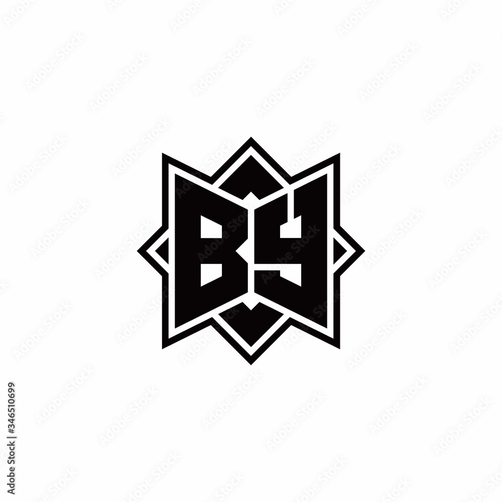 BY monogram logo with square rotate style outline BY monogram logo with square rotate style outline