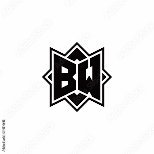 BW monogram logo with square rotate style outline