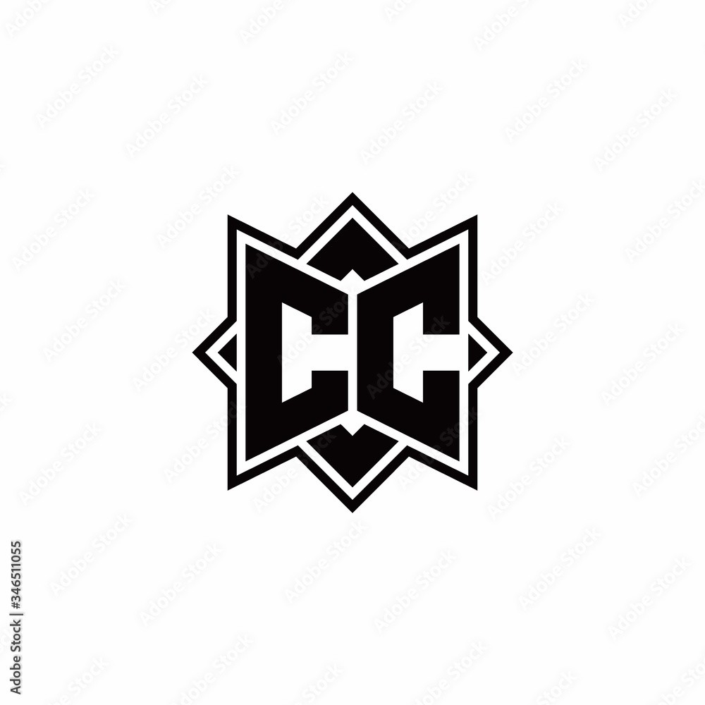 CC monogram logo with square rotate style outline CC monogram logo with square rotate style outline