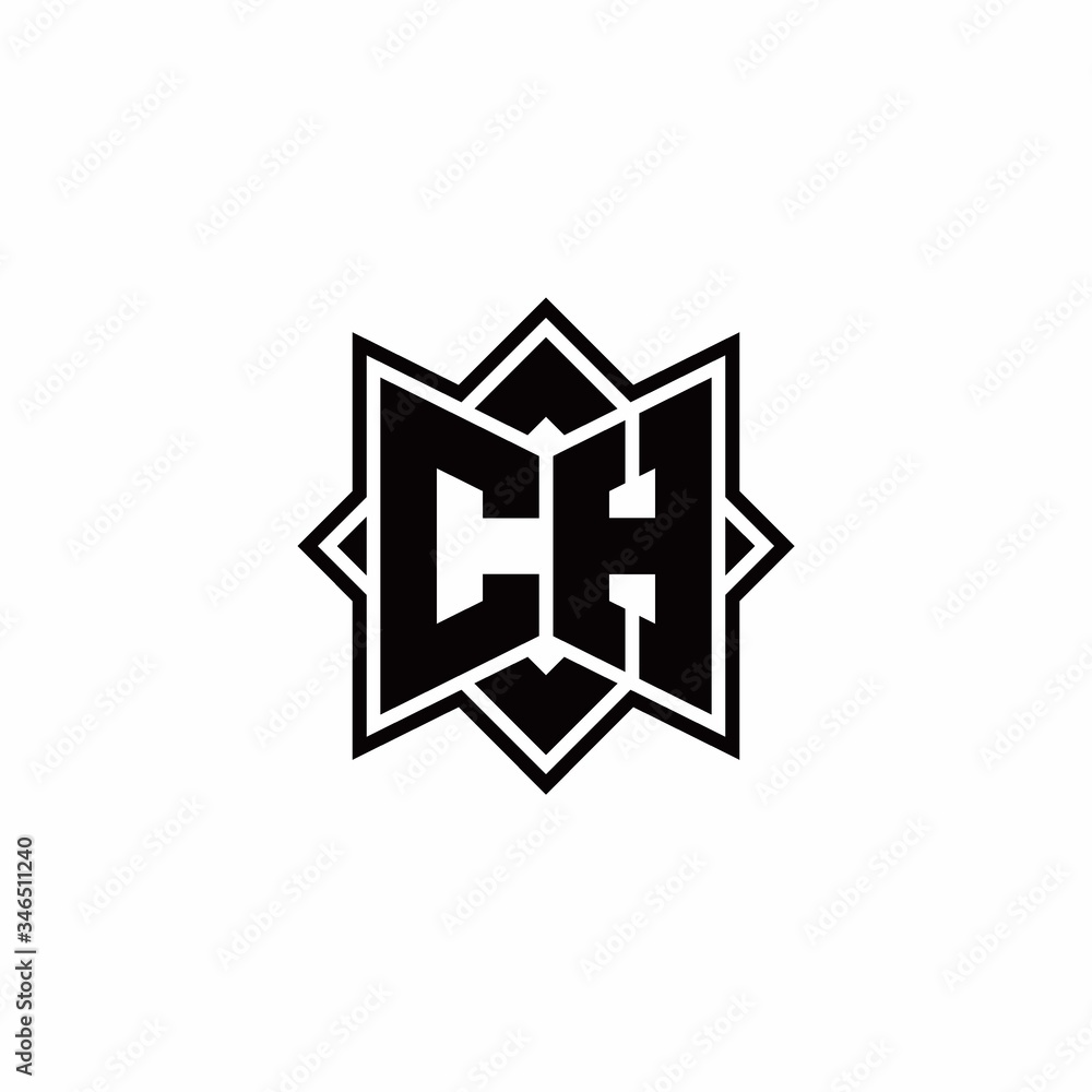 CH monogram logo with square rotate style outline CH monogram logo with square rotate style outline