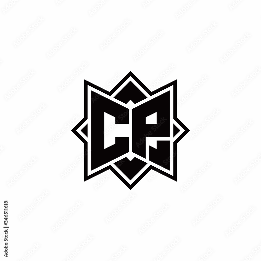 CP monogram logo with square rotate style outline CP monogram logo with square rotate style outline