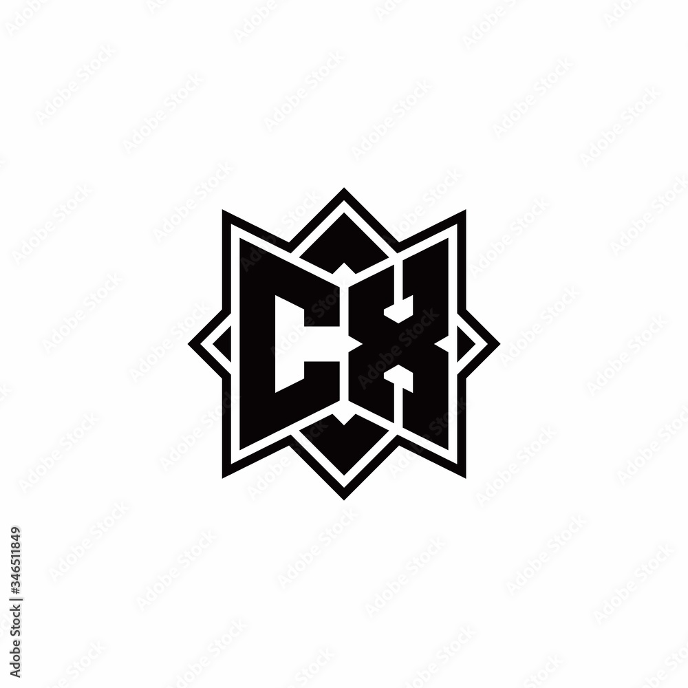 CX monogram logo with square rotate style outline CX monogram logo with square rotate style outline