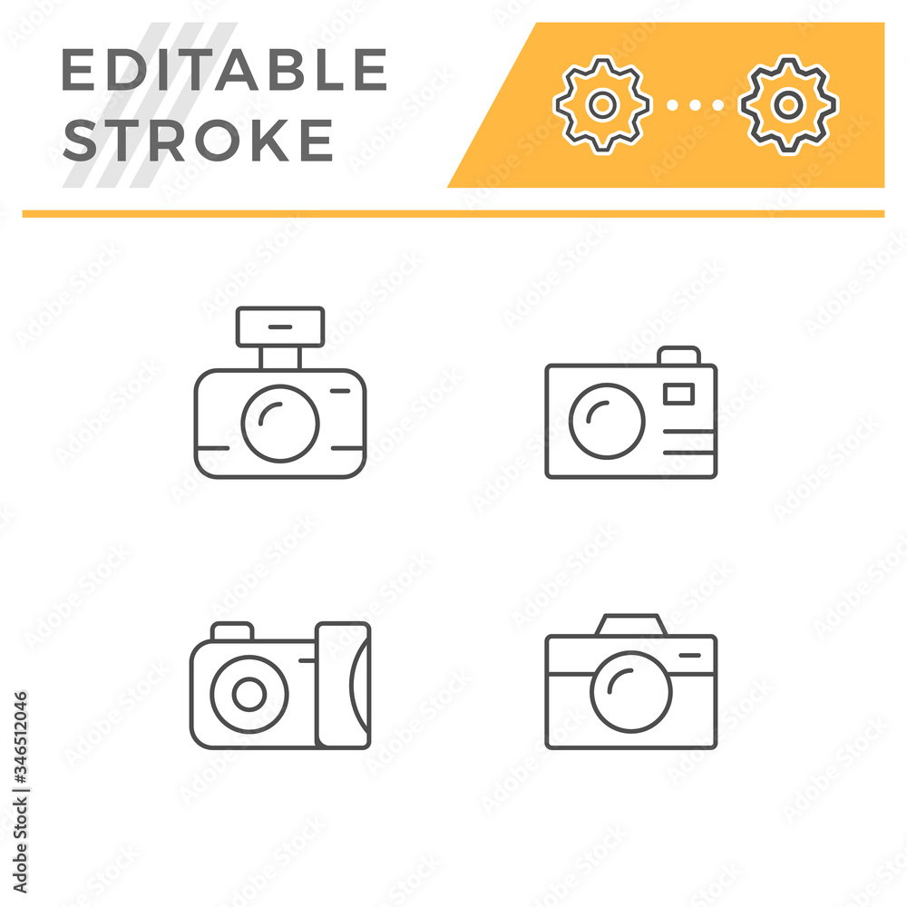 Set line outline icons of camera Set line outline icons of camera