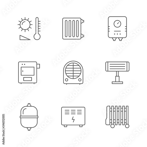 Set line icons of heating
