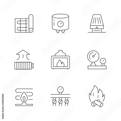 Set line icons of heating