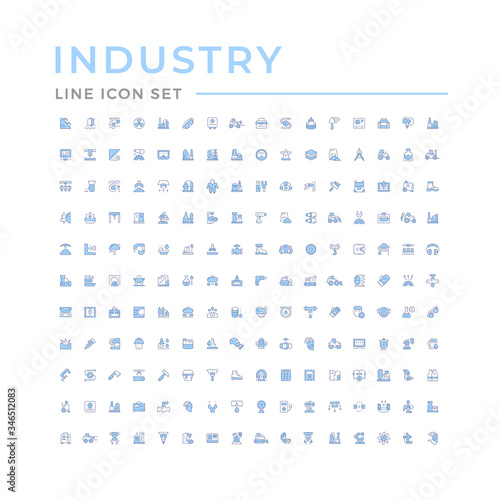 Set color line icons of industry