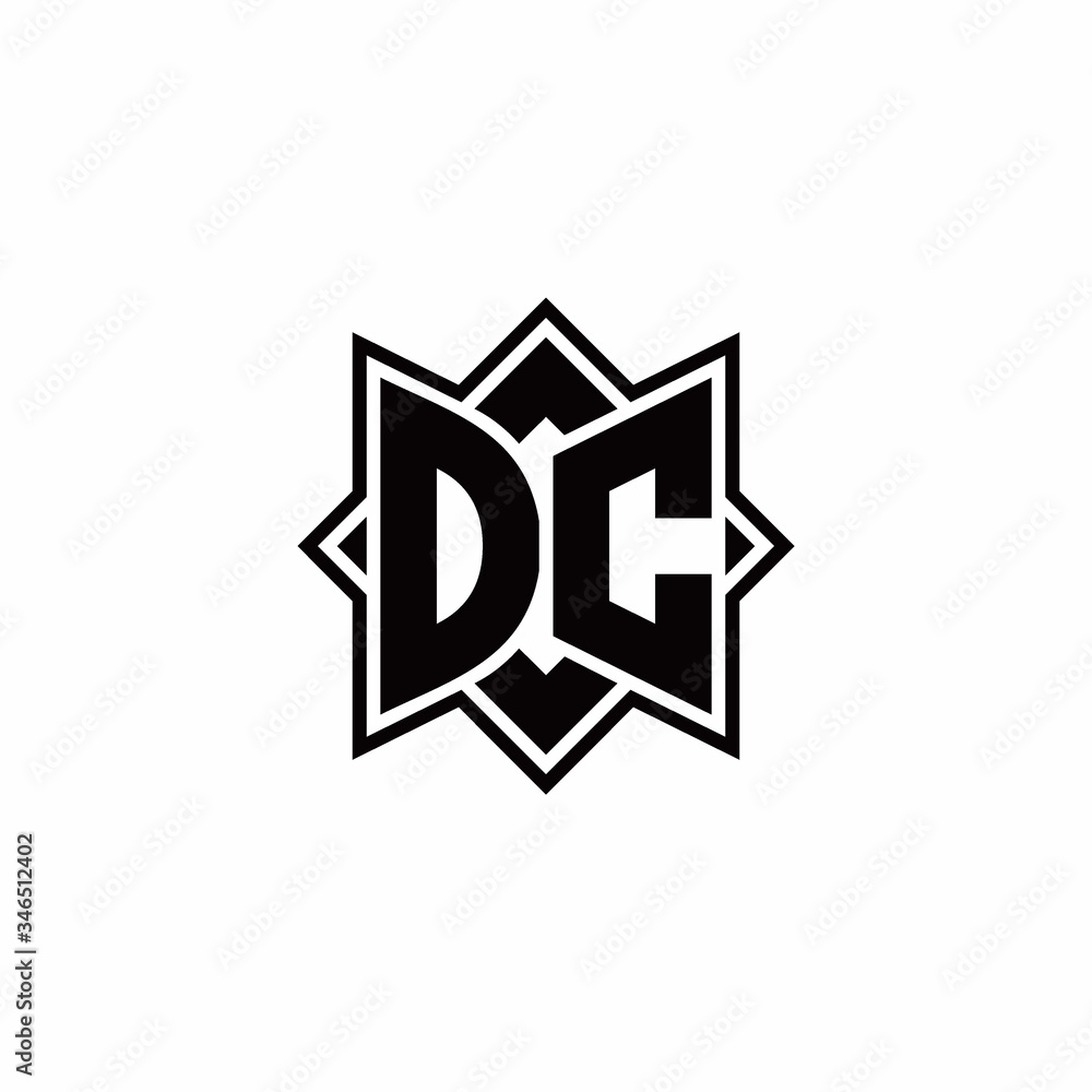DC monogram logo with square rotate style outline DC monogram logo with square rotate style outline