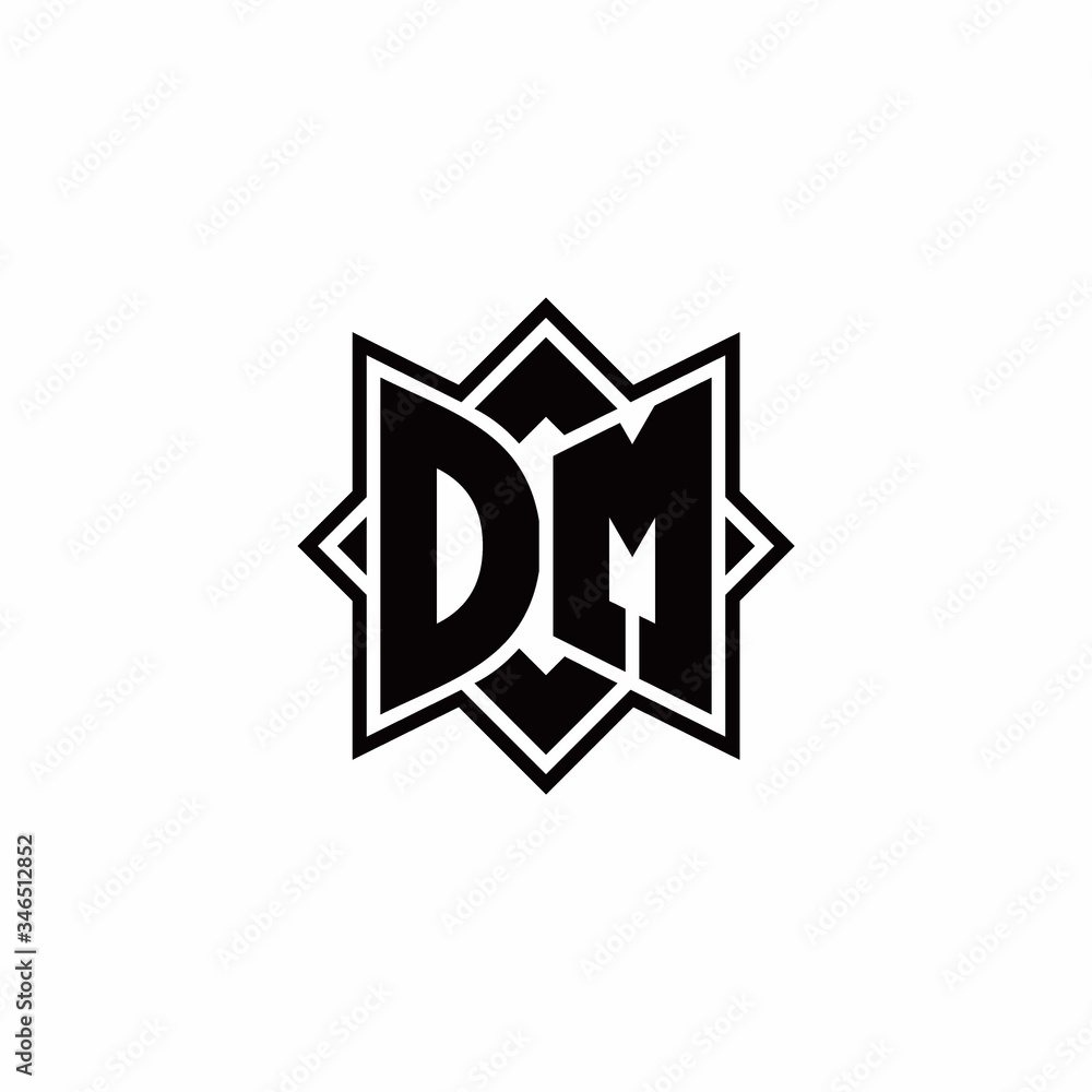 DM monogram logo with square rotate style outline DM monogram logo with square rotate style outline