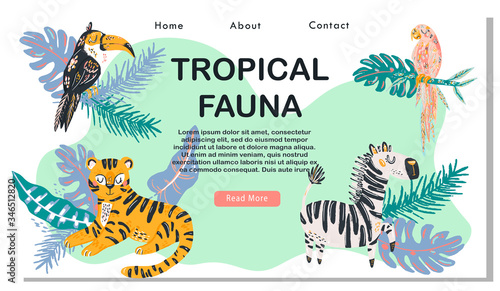 Photography Zoo or safari entrance with african animals vector web template
