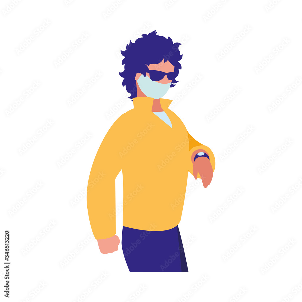 Man walking in the city wearing face mask Man walking in the city wearing face mask