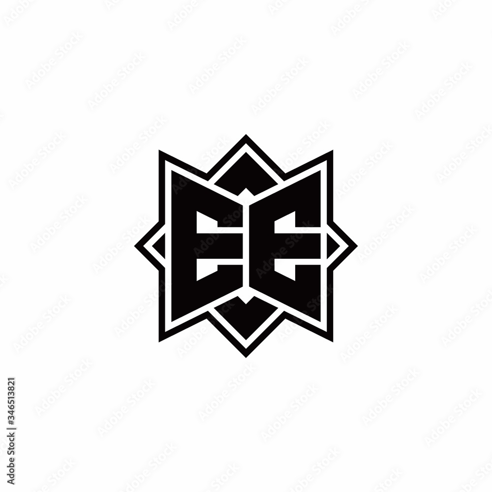EE monogram logo with square rotate style outline EE monogram logo with square rotate style outline