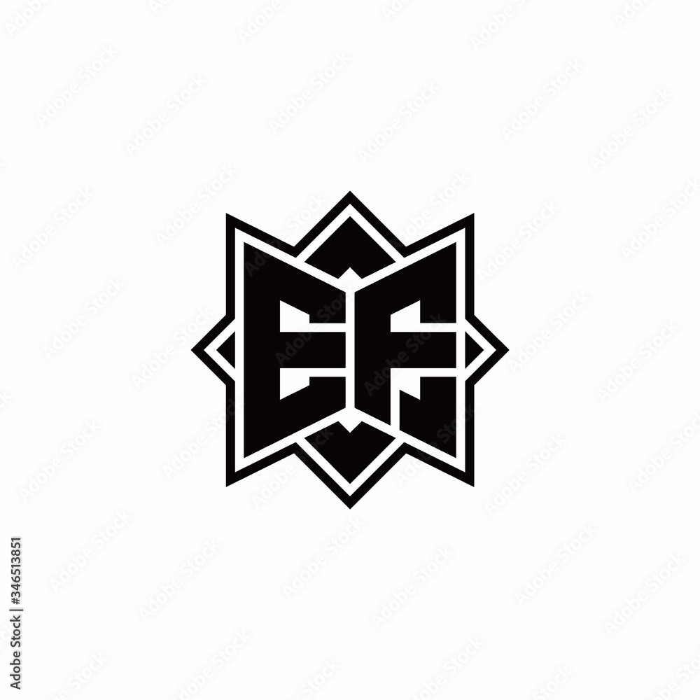 EF monogram logo with square rotate style outline