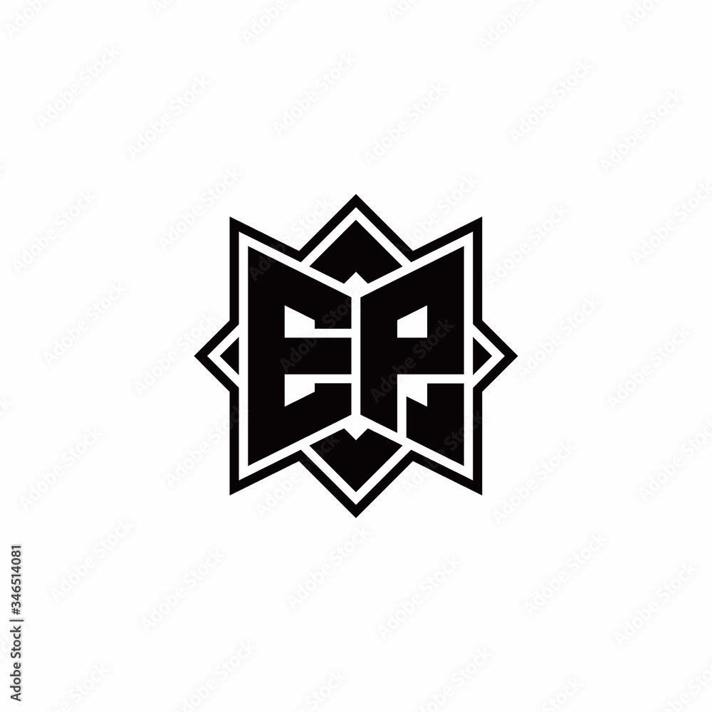 EP monogram logo with square rotate style outline EP monogram logo with square rotate style outline