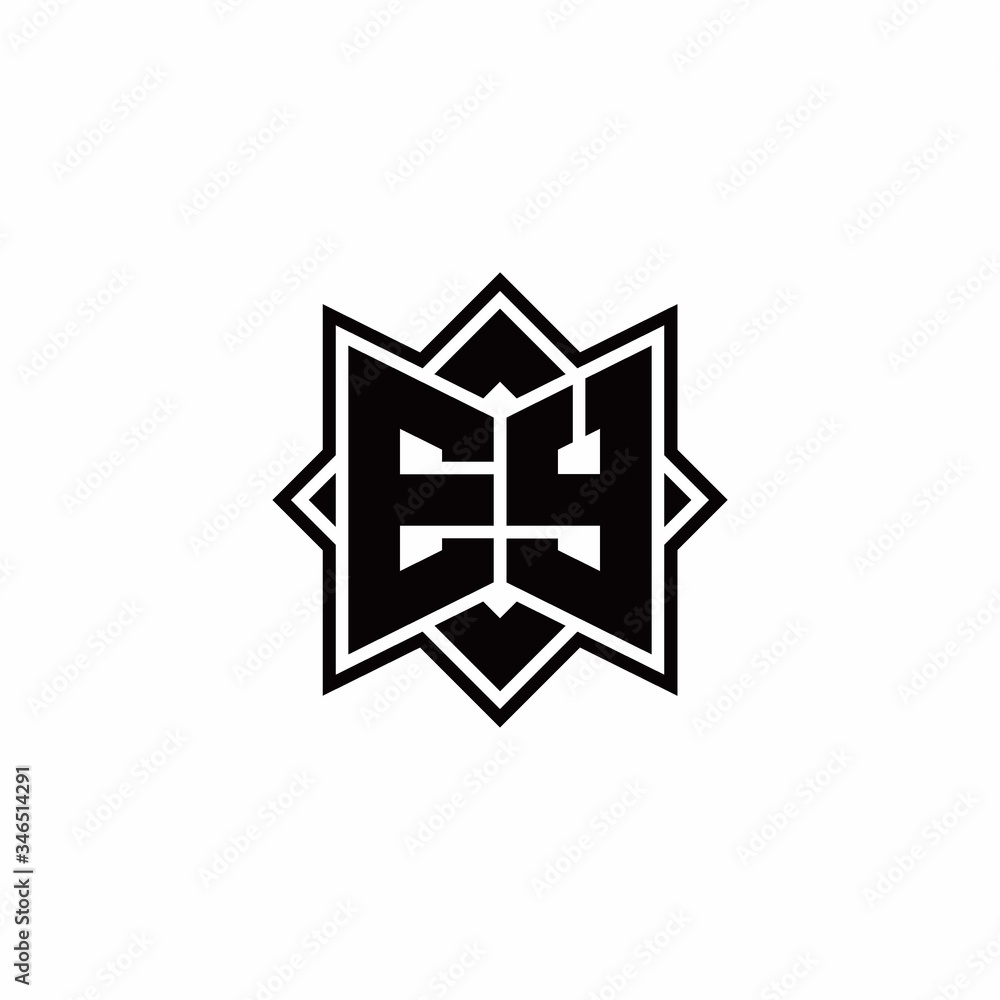 EY monogram logo with square rotate style outline EY monogram logo with square rotate style outline