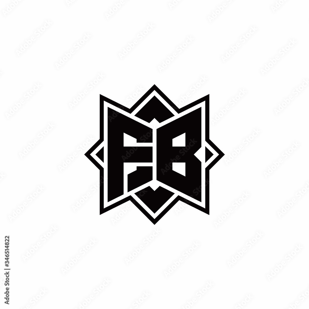 FB monogram logo with square rotate style outline FB monogram logo with square rotate style outline