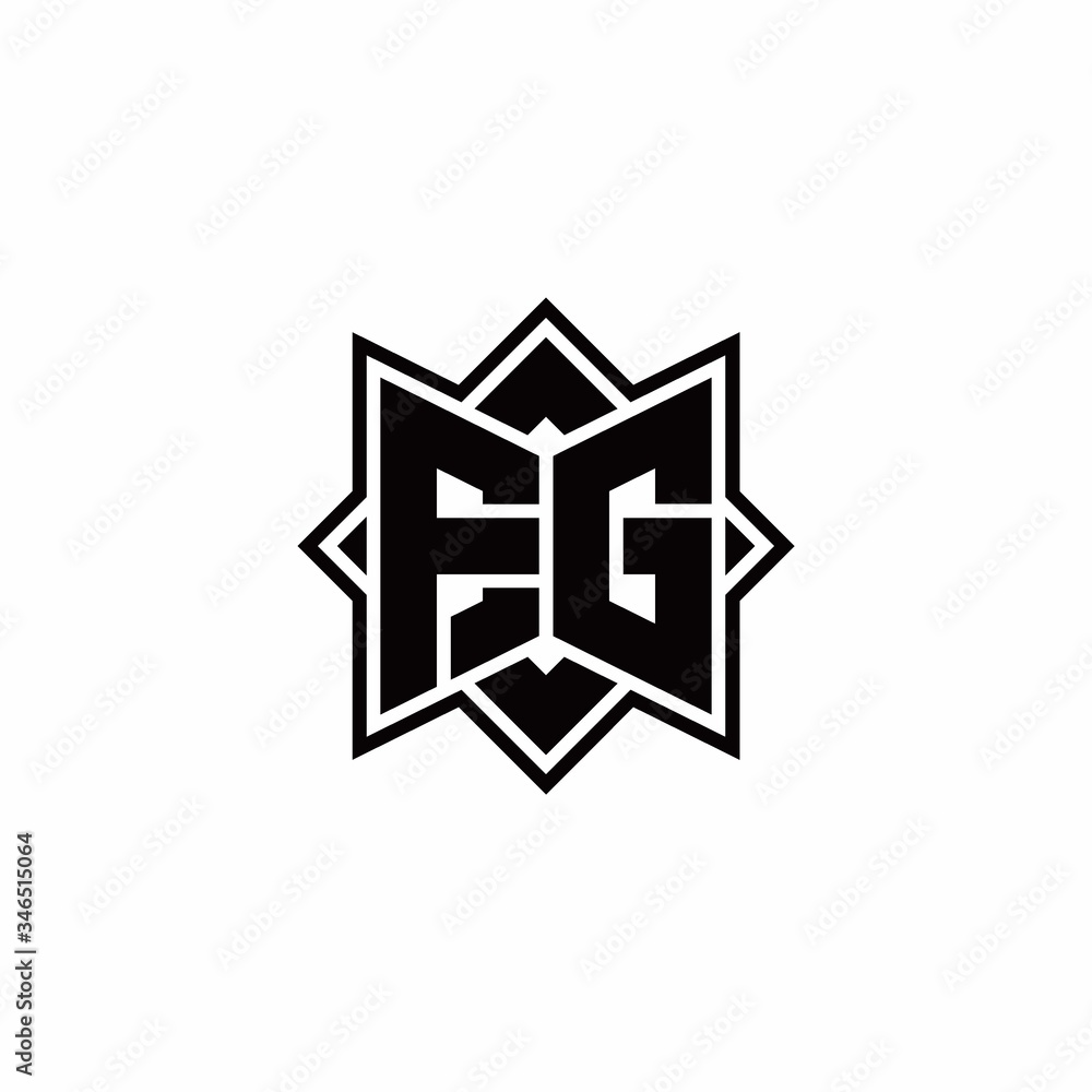 FG monogram logo with square rotate style outline FG monogram logo with square rotate style outline